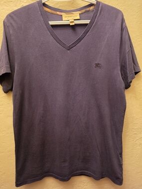 Burberry London England Black Cotton V-Neck Logo T-Shirt Men’s M